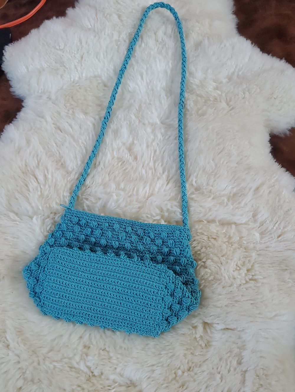 Crochet Crossbody Bag in Blue